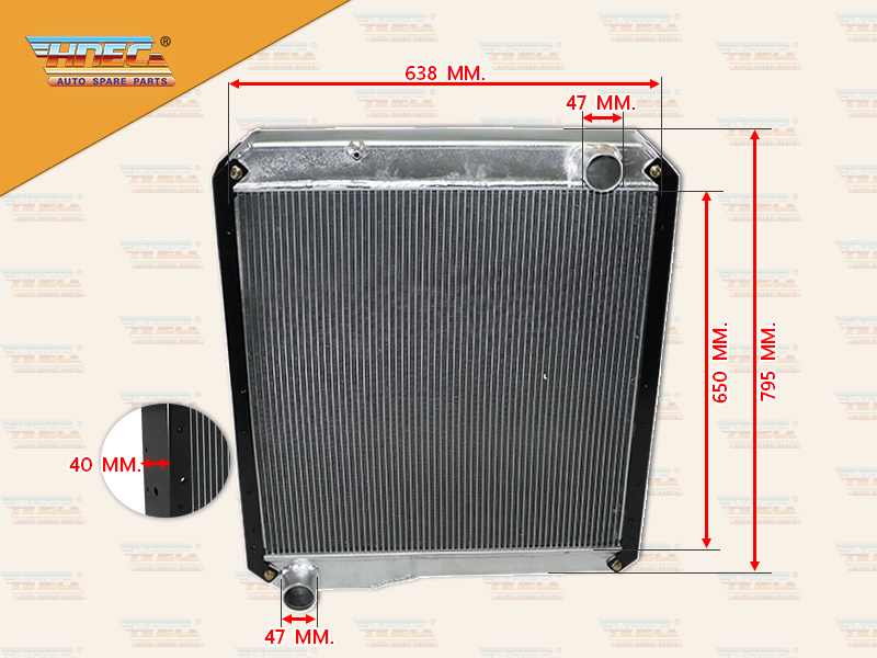หม้อน้ำ HN MEGA JO5C FC4J มิเนียม รุ่นไม่มีฝา ท่อน้ำ บน R ล่าง L มีขา HNEC
