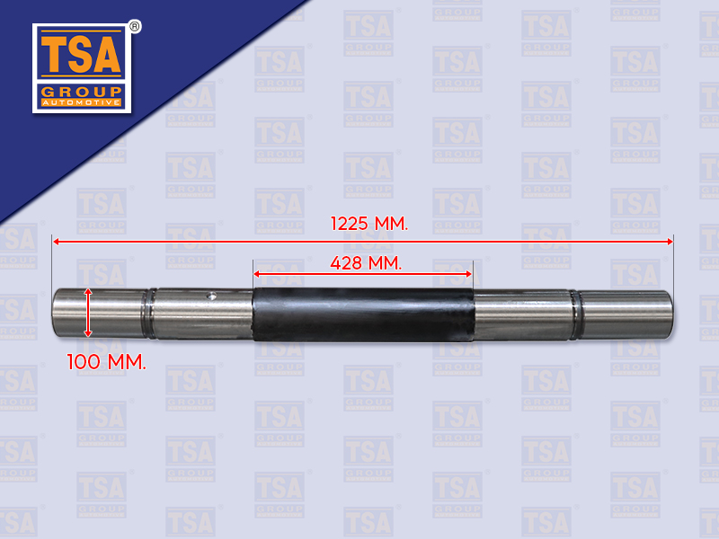 แกนเพลาโบกี้ HN KT920 เพลาเดียว 1225MM ตัวตรง  ท่อนกลางยาว 428MM โต100MM TSA S49321-1110