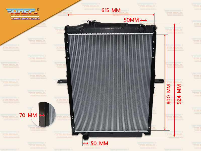หม้อน้ำ IS 6HK1 DECA300 มิเนียม ฝาหม้อน้ำข้างซ้าย ท่อน้ำ บนR ล่าง L