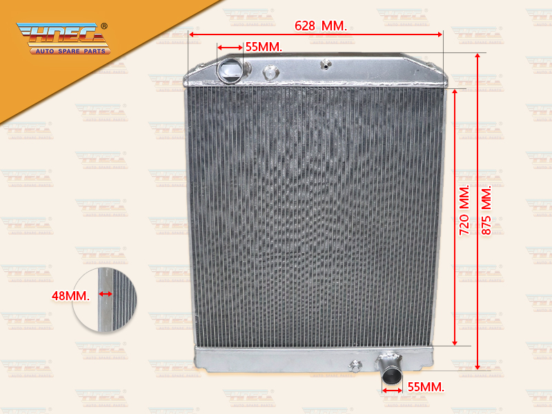 หม้อน้ำ HN MEGA500 AO9C FM1A มิเนียม รุ่นไม่มีฝา ท่อน้ำบน L ล่าง R ไม่มีขา HNEC