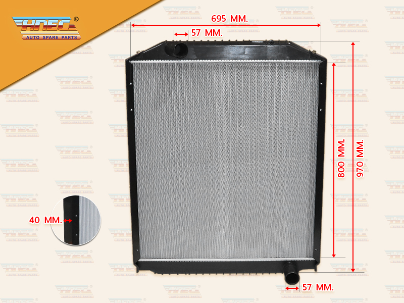 หม้อน้ำ HN AO9C FL1A FM1A VICTOR NEO หัวสูง มิเนียม รุ่นไม่มีฝา ท่อน้ำบน L ล่าง R 
