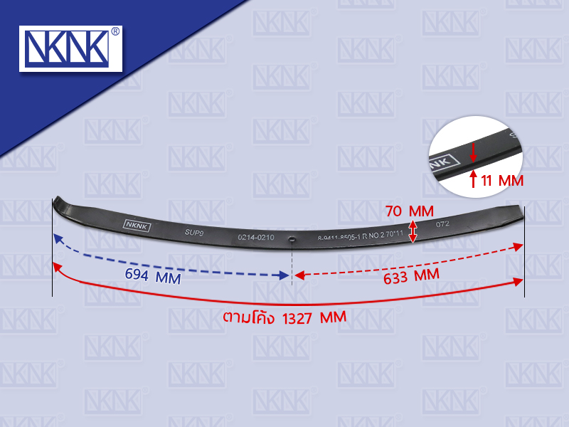 แหนบแผ่นหลัง IS NPR115ตัวที่2 11*70*1327MM NKN