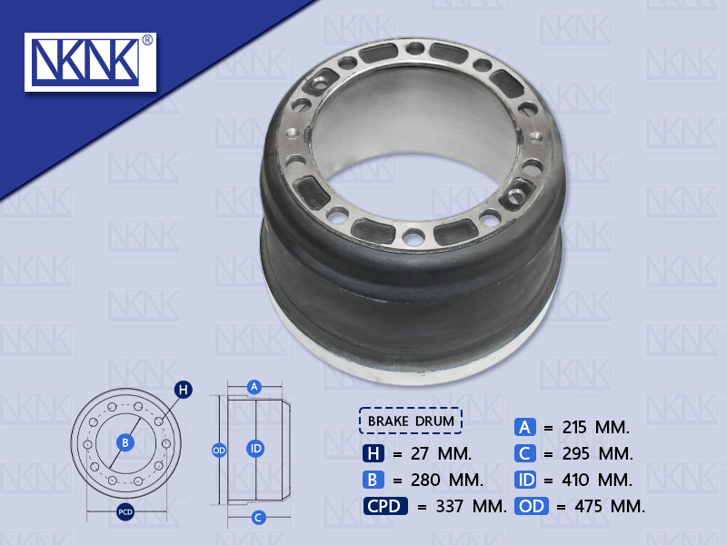 จานเบรคหลัง NS UD เควสเตอร์ CWE370 8'' 10 น๊อต