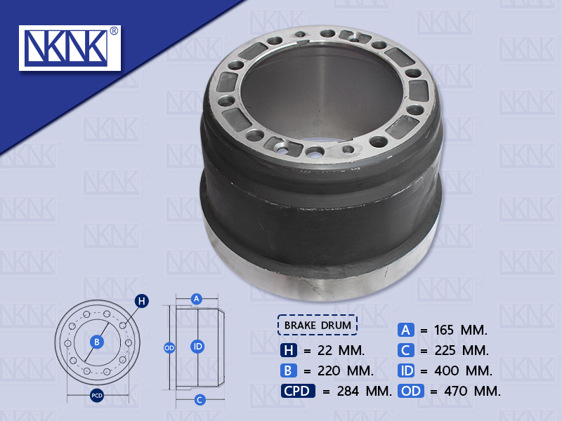 จานเบรคหลัง NS UD เควสเตอร์ CWE370 8.5'' 10น๊อต