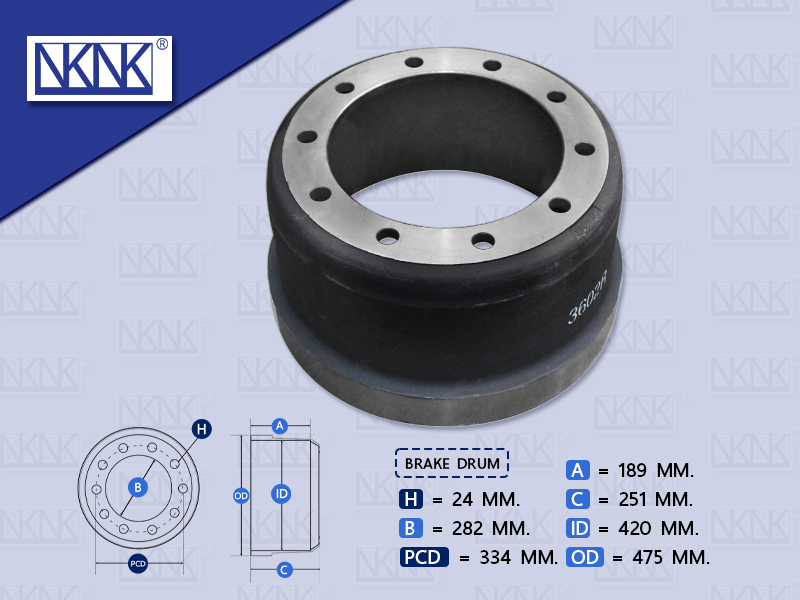 จานเบรคเพลาพ่วง FUWA 7" 10น๊อต รุ่นดุมใน