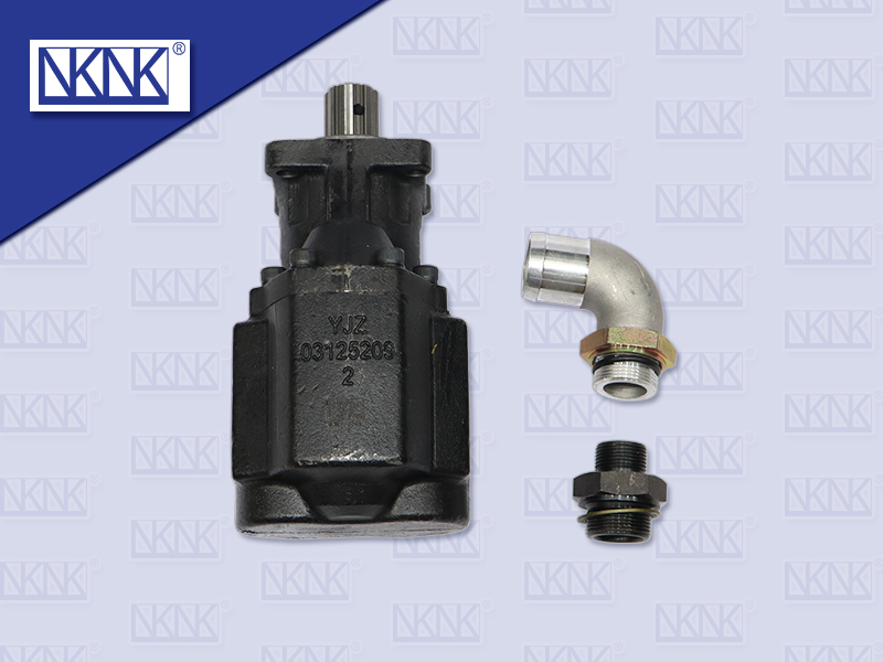 ปั้มน้ำมันตูดเกียร์ HYVA FAW รถจีน 8 ร่อง 4 รู + ข้อต่อ