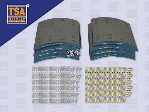 [8804-0055] ผ้าเบรคหน้า UD เควสเตอร์ CWE370 7'' 28รู เหล็กเหนียว เบรคแห้ง+รีเว็ท BENDIX