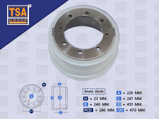 [0104-0019] จานเบรคหลัง NS CW430 9" 8น๊อต ตูดตรง ตัด TSA
