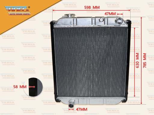[0310-0135] หม้อน้ำ MS 6D16 6D17 FN527 FN528 TURBO มิเนียม ฝาหม้อน้ำข้างซ้าย ท่อน้ำบน R ล่าง L มีขา
