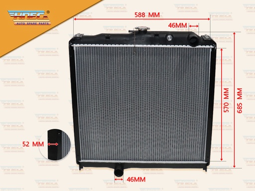 [0310-0136] หม้อน้ำ MS 6M60 FN2527 FN2524-1524 มิเนียม ฝาหม้อน้ำอยู่กลาง ท่อน้ำบน R ล่าง L