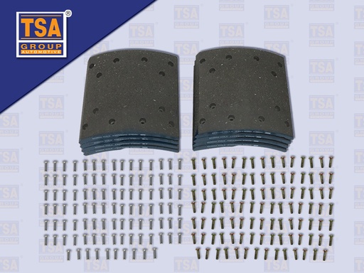 [8804-0060] ผ้าเบรคหลัง HN ZM 8'' เหล็กหล่อ เบรคแห้ง 24 รู+ รีเว็ท BENDIX