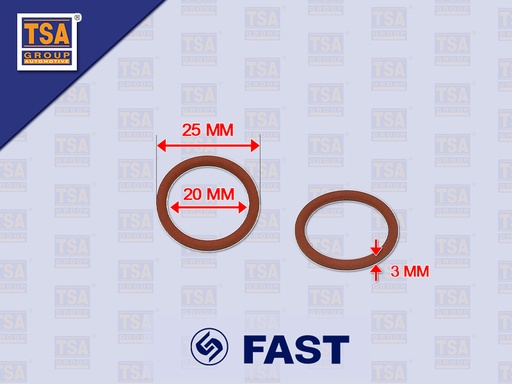 [6607-0036] โอริงน๊อตแผ่นปิด FAST 9JS200T 9JS119T-B 12JS200TA 25*20*3MM 1ชุด=2เส้น