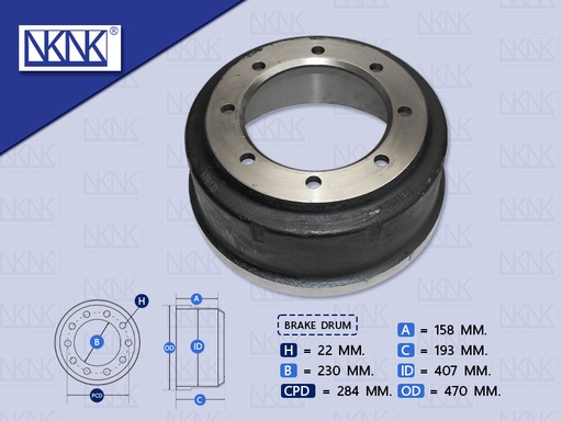 [0204-0054] จานเบรคหน้า HN ( MEGA260 6" ) 8 น๊อต