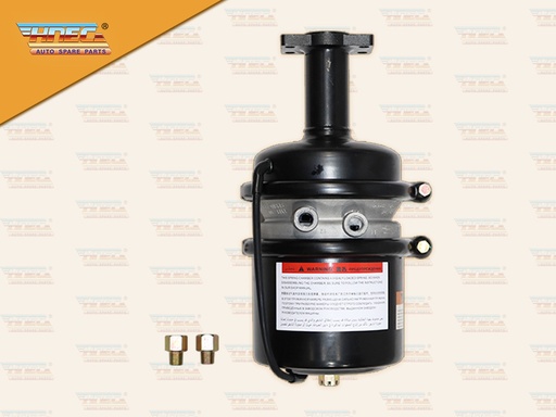 [0302-0240] หม้อลมเพลาแท่น HN(MECA)ซีรี่ย์ 700-L คอสั้น 104 MM (รุ่นใช้กระบอกเบรค) เข็มขัด 2 อัน (มีท่อ)