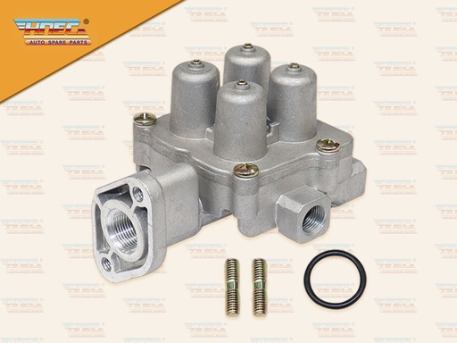 [0329-0047] วาว์ลจ่ายลมติดกรองดักน้ำ 4 ทาง (นมเล็ก) หน้าแปลนเชื่อมกรองดักน้ำมีเกลียว (HNEC)