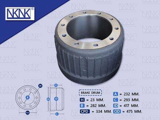 [0204-0371] จานเบรคเพลาพ่วง BPW 8.5''10 น๊อต จานจีบ กันฝุ่นใน