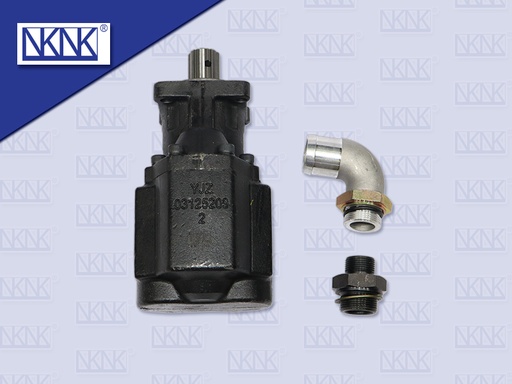 [0207-0753] ปั้มน้ำมันตูดเกียร์ HYVA FAW รถจีน 8 ร่อง 4 รู + ข้อต่อ