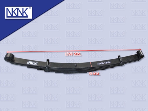 [0214-0166] แหนบหน้า HN MEGA FC4J 6 ล้อ ทั้งตับ 8 ชั้น 11*70*1360 MM