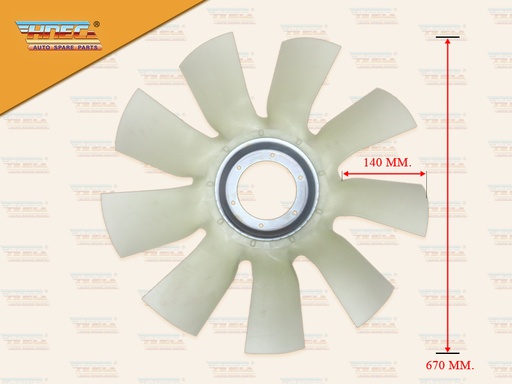[0316-0069] ใบพัดเครื่องหน้า NS UD เควสเตอร์ CWE370 9 ใบ 670*140 MM (HNEC)
